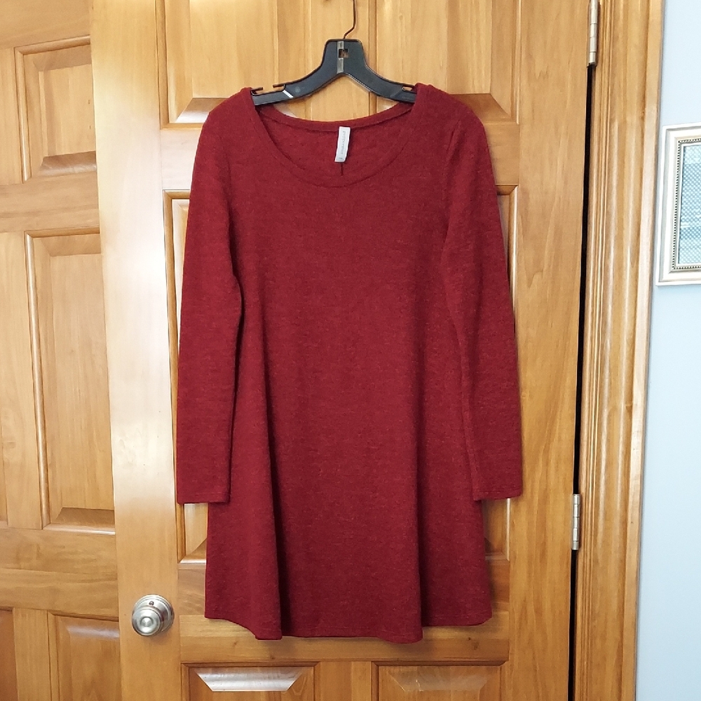 Peppermint Chic Long Sleeve Red Orange Tweed Lightweight Medium Dress Like New▪︎